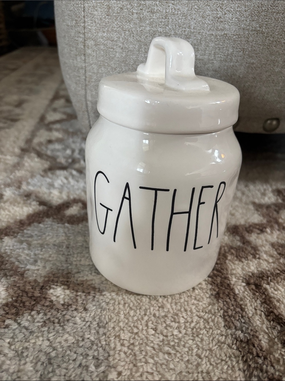 Rae Dunn White 'GATHER' Ceramic Canister